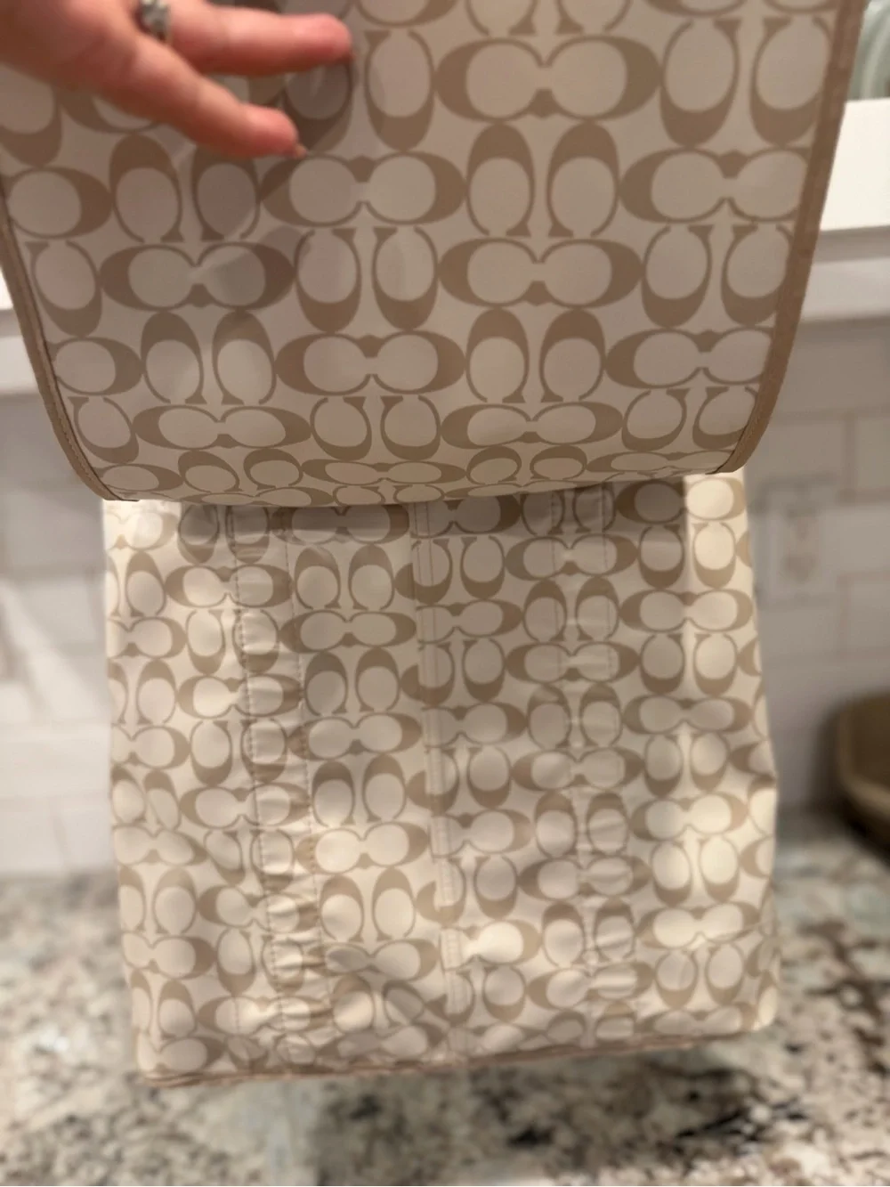 Coach y2k Canvas Backpack in Beige with Tan Trim